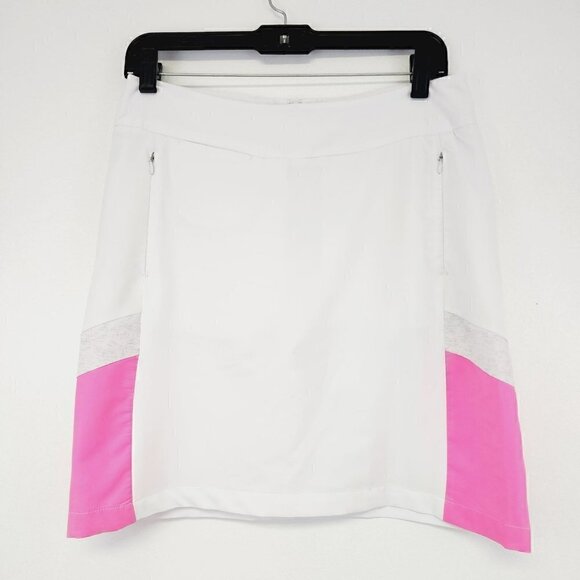 Antigua Pants - Antigua Kudos White & Hot Pink Sporty Golf Skort 2